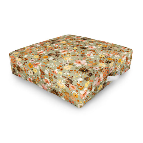 Ninola Design Millefleurs Fall Sage Green Outdoor Floor Cushion
