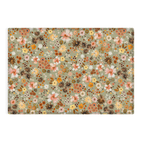 Ninola Design Millefleurs Fall Sage Green Outdoor Rug