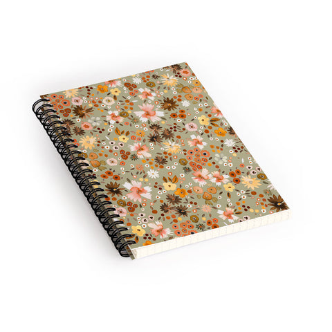 Ninola Design Millefleurs Fall Sage Green Spiral Notebook