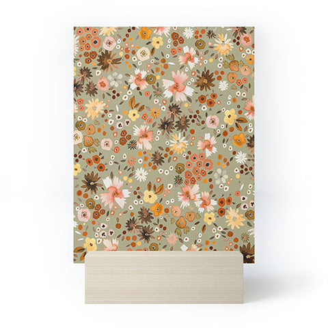 Ninola Design Millefleurs Fall Sage Green Mini Art Print