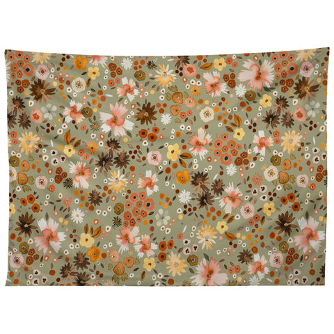 Ninola Design Millefleurs Fall Sage Green Tapestry
