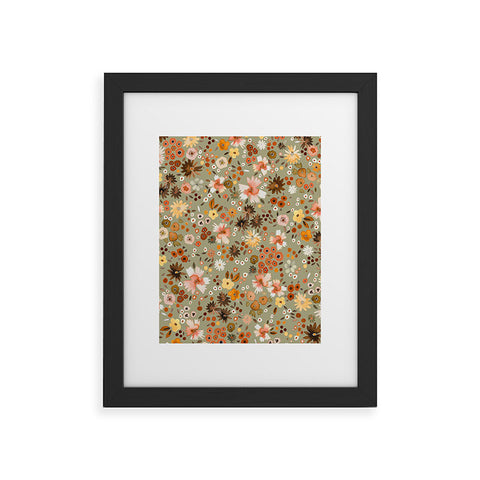 Ninola Design Millefleurs Fall Sage Green Framed Art Print