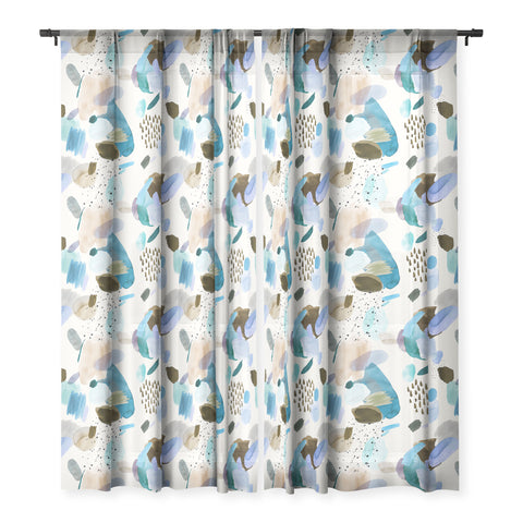 Ninola Design Mineral Abstract Blue Sea Sheer Window Curtain