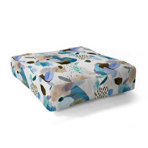 Ninola Design Mineral Abstract Blue Sea Floor Pillow Square