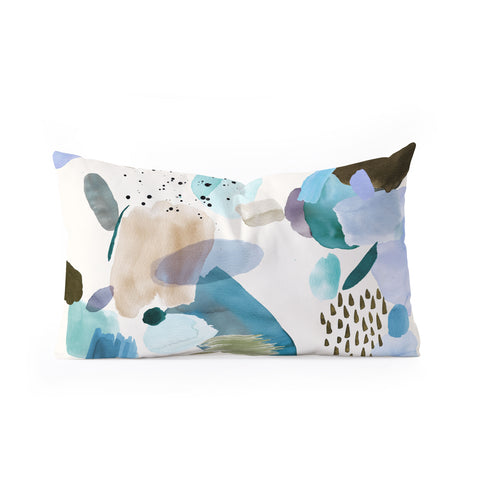 Ninola Design Mineral Abstract Blue Sea Oblong Throw Pillow