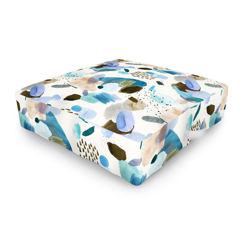 Ninola Design Mineral Abstract Blue Sea Outdoor Floor Cushion