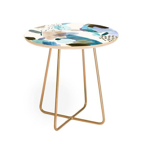 Ninola Design Mineral Abstract Blue Sea Round Side Table
