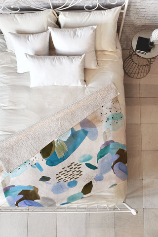Ninola Design Mineral Abstract Blue Sea Fleece Throw Blanket
