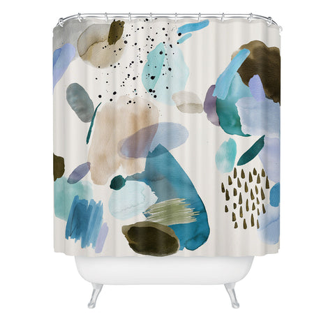 Ninola Design Mineral Abstract Blue Sea Shower Curtain