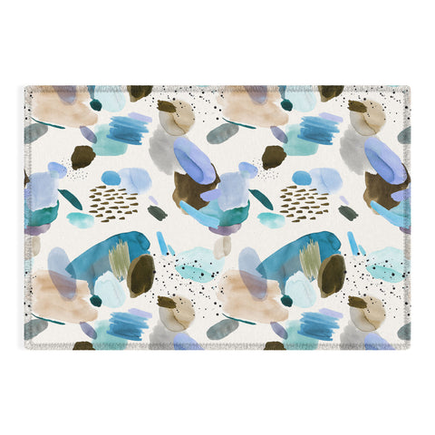 Ninola Design Mineral Abstract Blue Sea Outdoor Rug