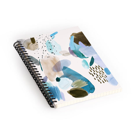 Ninola Design Mineral Abstract Blue Sea Spiral Notebook