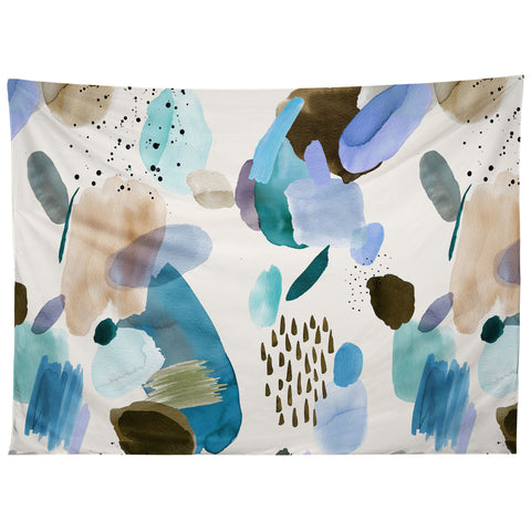 Ninola Design Mineral Abstract Blue Sea Tapestry