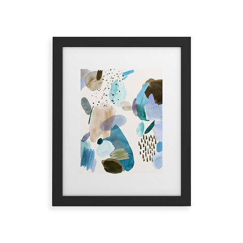 Ninola Design Mineral Abstract Blue Sea Framed Art Print