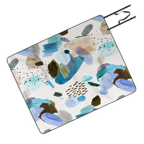 Ninola Design Mineral Abstract Blue Sea Picnic Blanket