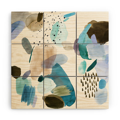 Ninola Design Mineral Abstract Blue Sea Wood Wall Mural