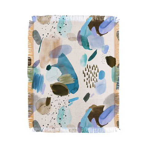 Ninola Design Mineral Abstract Blue Sea Throw Blanket