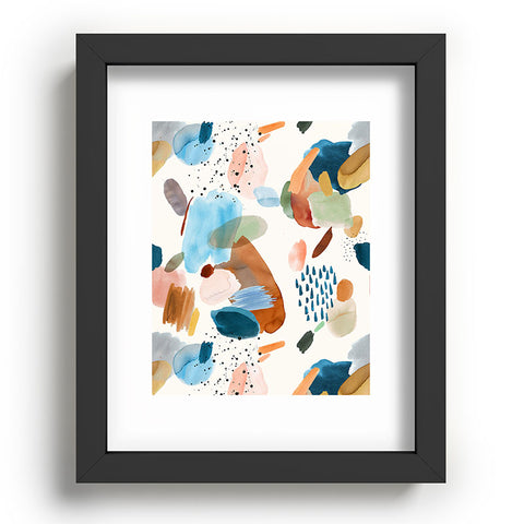 Ninola Design Mineral Abstract Gold Blue Recessed Framing Rectangle