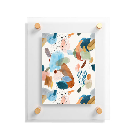 Ninola Design Mineral Abstract Gold Blue Floating Acrylic Print