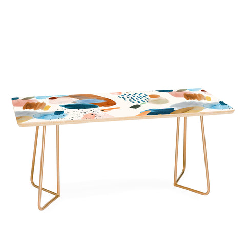 Ninola Design Mineral Abstract Gold Blue Coffee Table