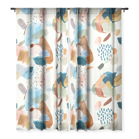 Ninola Design Mineral Abstract Gold Blue Sheer Non Repeat