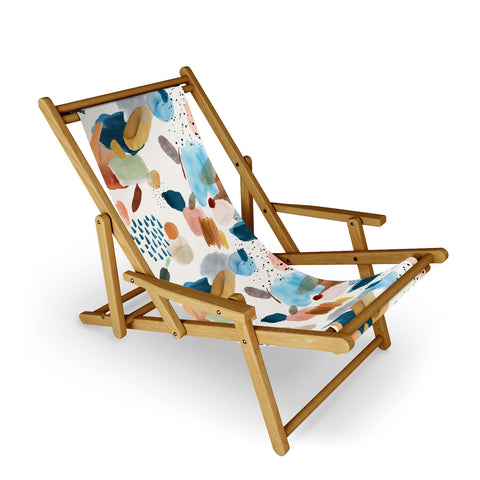 Ninola Design Mineral Abstract Gold Blue Sling Chair