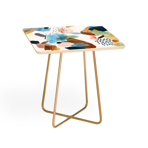 Ninola Design Mineral Abstract Gold Blue Side Table