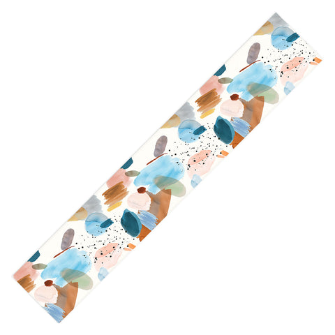 Ninola Design Mineral Abstract Gold Blue Table Runner