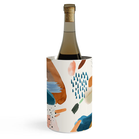 Ninola Design Mineral Abstract Gold Blue Wine Chiller