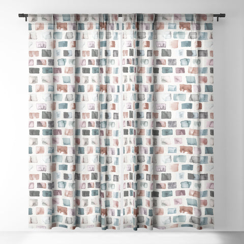 Ninola Design Mineral Color Blocks Rustic Sheer Window Curtain