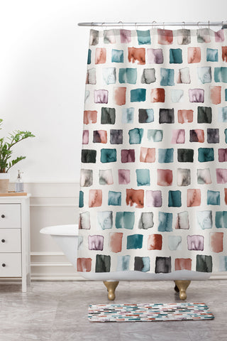 Ninola Design Mineral Color Blocks Rustic Shower Curtain And Mat