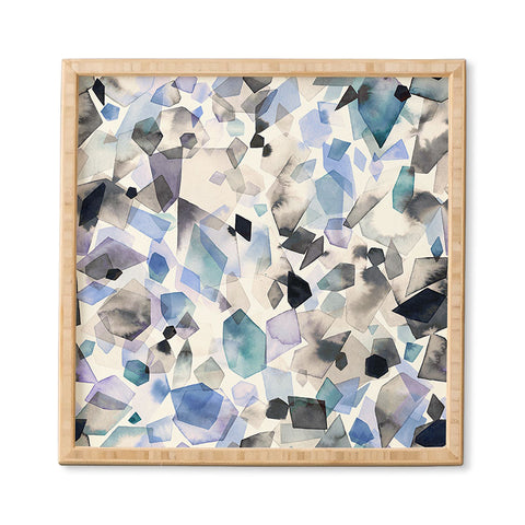 Ninola Design Mineral Crystals Gems Blue Framed Wall Art