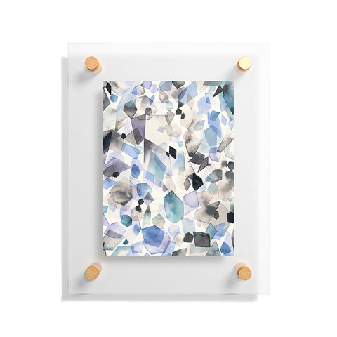 Ninola Design Mineral Crystals Gems Blue Floating Acrylic Print