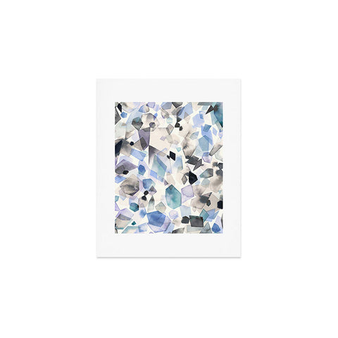 Ninola Design Mineral Crystals Gems Blue Art Print