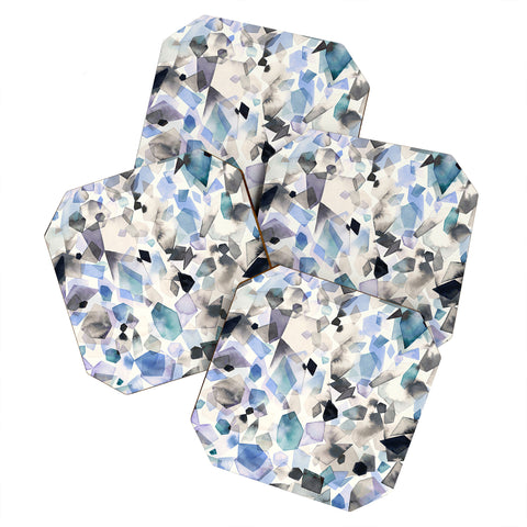 Ninola Design Mineral Crystals Gems Blue Coaster Set
