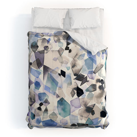 Ninola Design Mineral Crystals Gems Blue Comforter