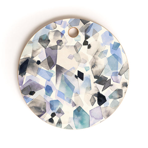 Ninola Design Mineral Crystals Gems Blue Cutting Board Round
