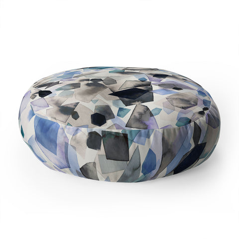 Ninola Design Mineral Crystals Gems Blue Floor Pillow Round