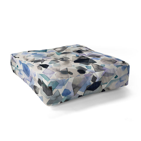 Ninola Design Mineral Crystals Gems Blue Floor Pillow Square