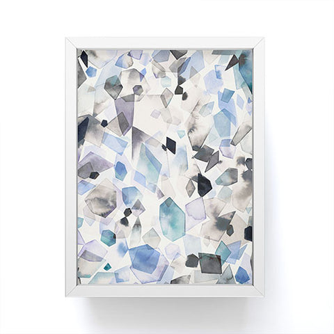 Ninola Design Mineral Crystals Gems Blue Framed Mini Art Print