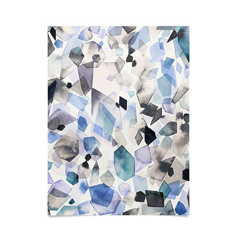 Ninola Design Mineral Crystals Gems Blue Poster