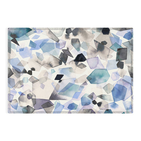 Ninola Design Mineral Crystals Gems Blue Outdoor Rug