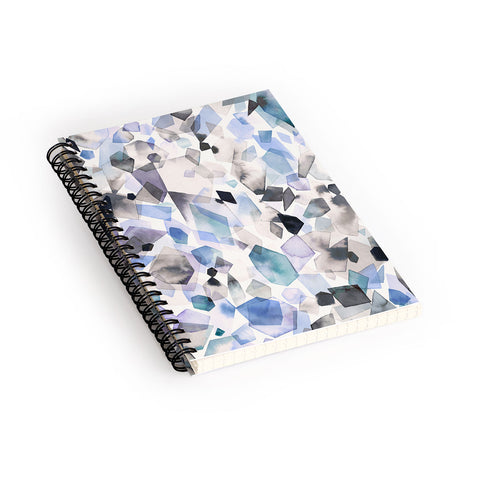 Ninola Design Mineral Crystals Gems Blue Spiral Notebook