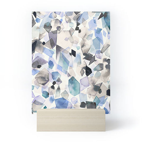 Ninola Design Mineral Crystals Gems Blue Mini Art Print