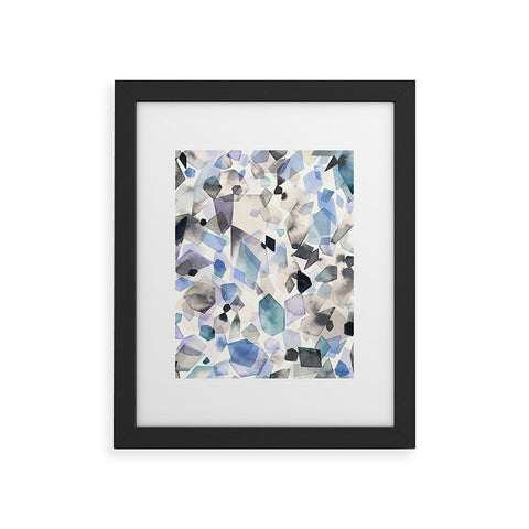 Ninola Design Mineral Crystals Gems Blue Framed Art Print