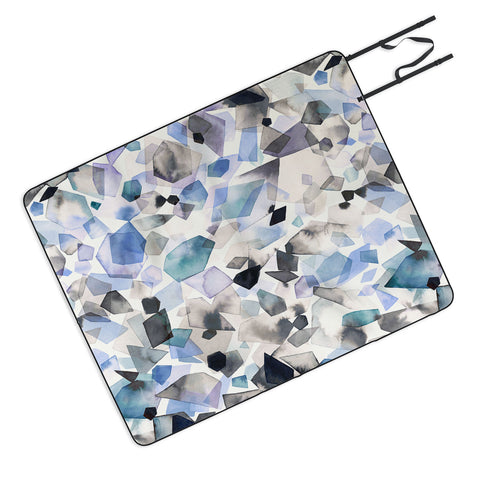 Ninola Design Mineral Crystals Gems Blue Picnic Blanket
