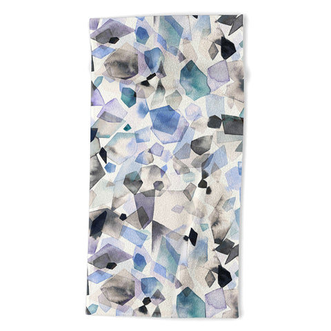 Ninola Design Mineral Crystals Gems Blue Beach Towel