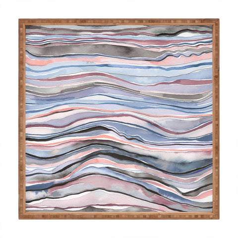 Ninola Design Mineral layers Pink blue Square Tray