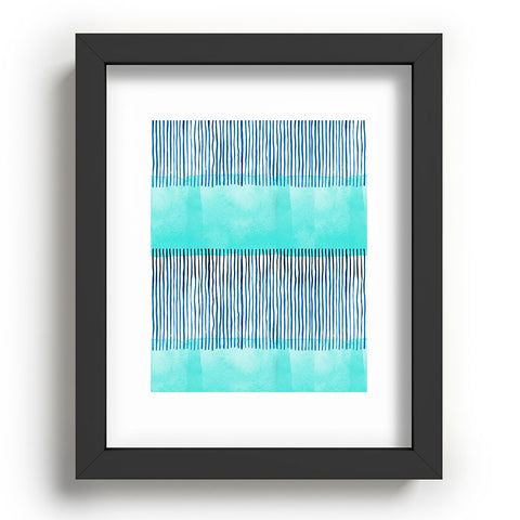 Ninola Design Minimal stripes blue Recessed Framing Rectangle