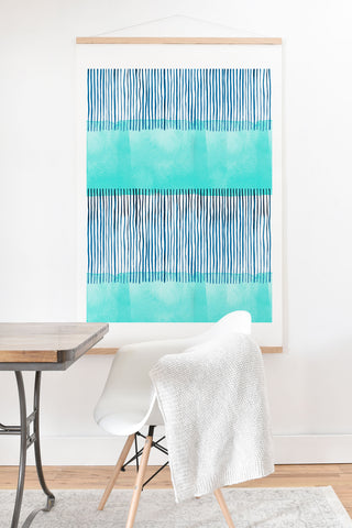 Ninola Design Minimal stripes blue Art Print And Hanger