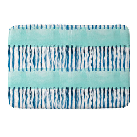 Ninola Design Minimal stripes blue Memory Foam Bath Mat